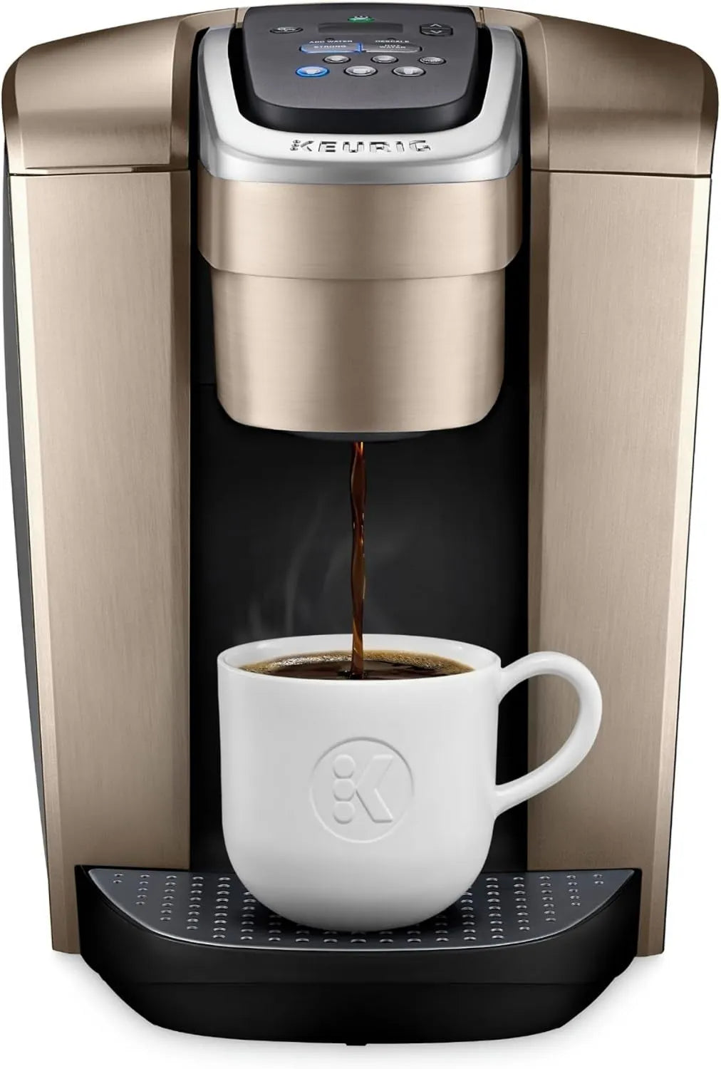 Keurig K-Elite Single Serve K-Cup Pod Drip Coffee Maker, 12oz, Programmable Brewing, Adjustable Temperature, Brushed Gold