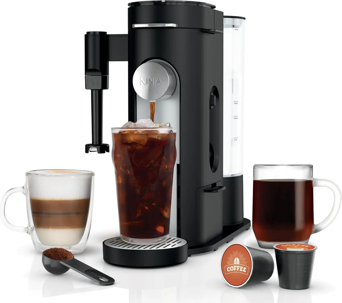 Ninja Single Serve Drip Coffee Maker, Single-Serve Brewing, K-Cup Pod Compatible, K-Cup Pods and Grounds