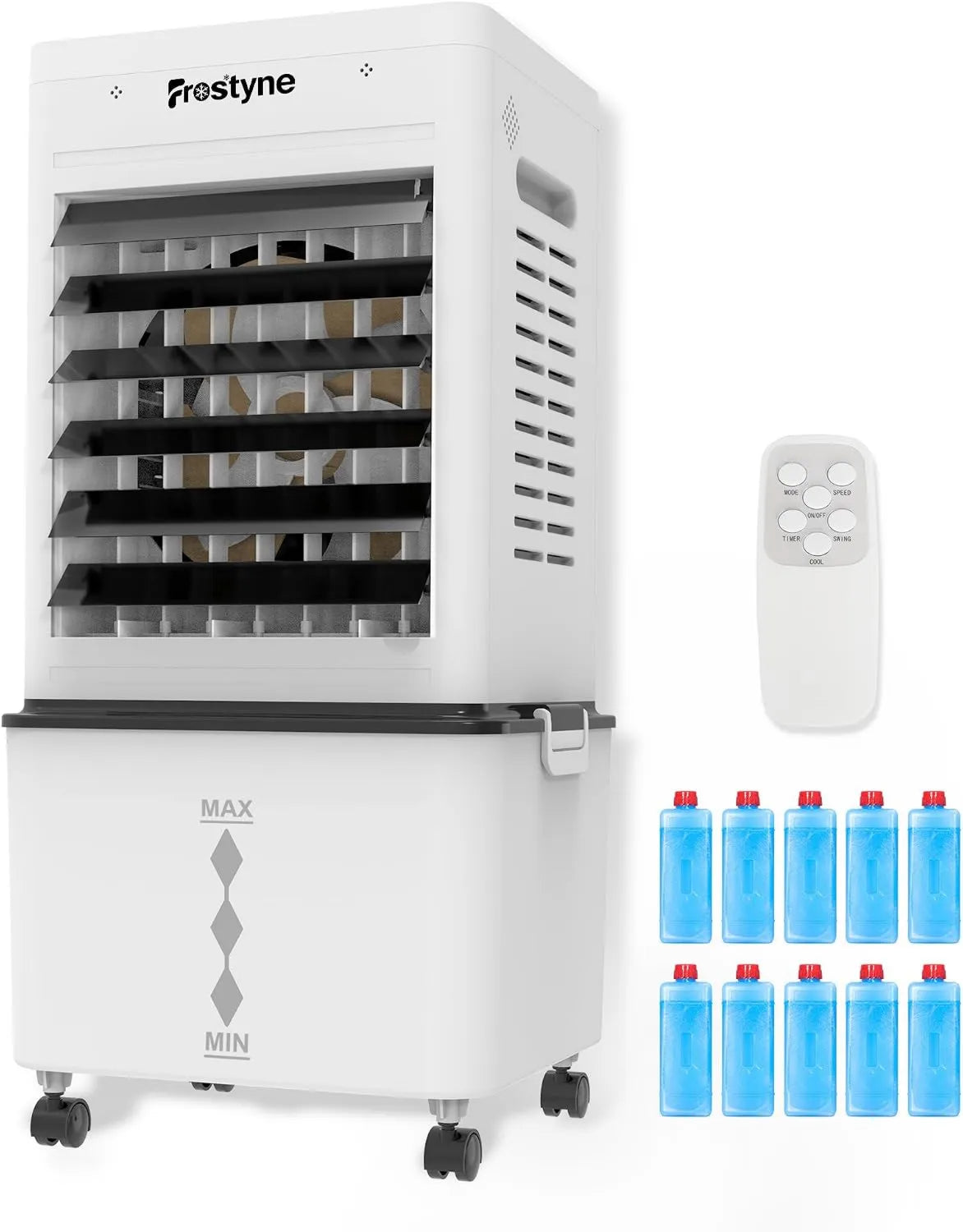 Humidifier 3Ga, 6 Speeds, 4 Modes, Timer, Compact Portable Design, 10 Ice Packs, 3Ga Water Tank, Windowless Portable Fan for Bedroom