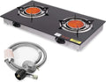 Outdoor Countertop Cooktop 2-Burner, 40000 BTU, Tailgating & Outdoor Cooking, Auto Ignition LPG Camping Stove for BBQ, Ceramic Technology, Barton