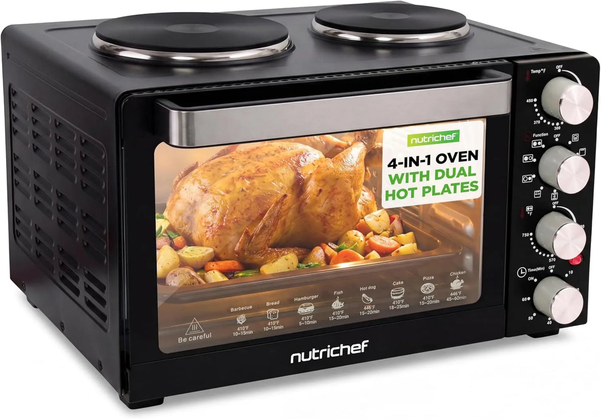 Quart Kitchen Convection Oven, 30 Quart, 13.5 IN, 6 x 16, 0 x 13, 2 Burner, Rotisserie Function, Convection Cooking, 1500 Watt Oven, Broil & More