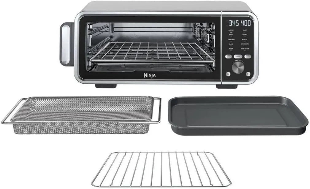Ninja FT405CO Digital Air Fry Oven, 10-in-1, Stainless Steel Body, and Temperature Control, Flip Up and Away, Adjustable Temperature