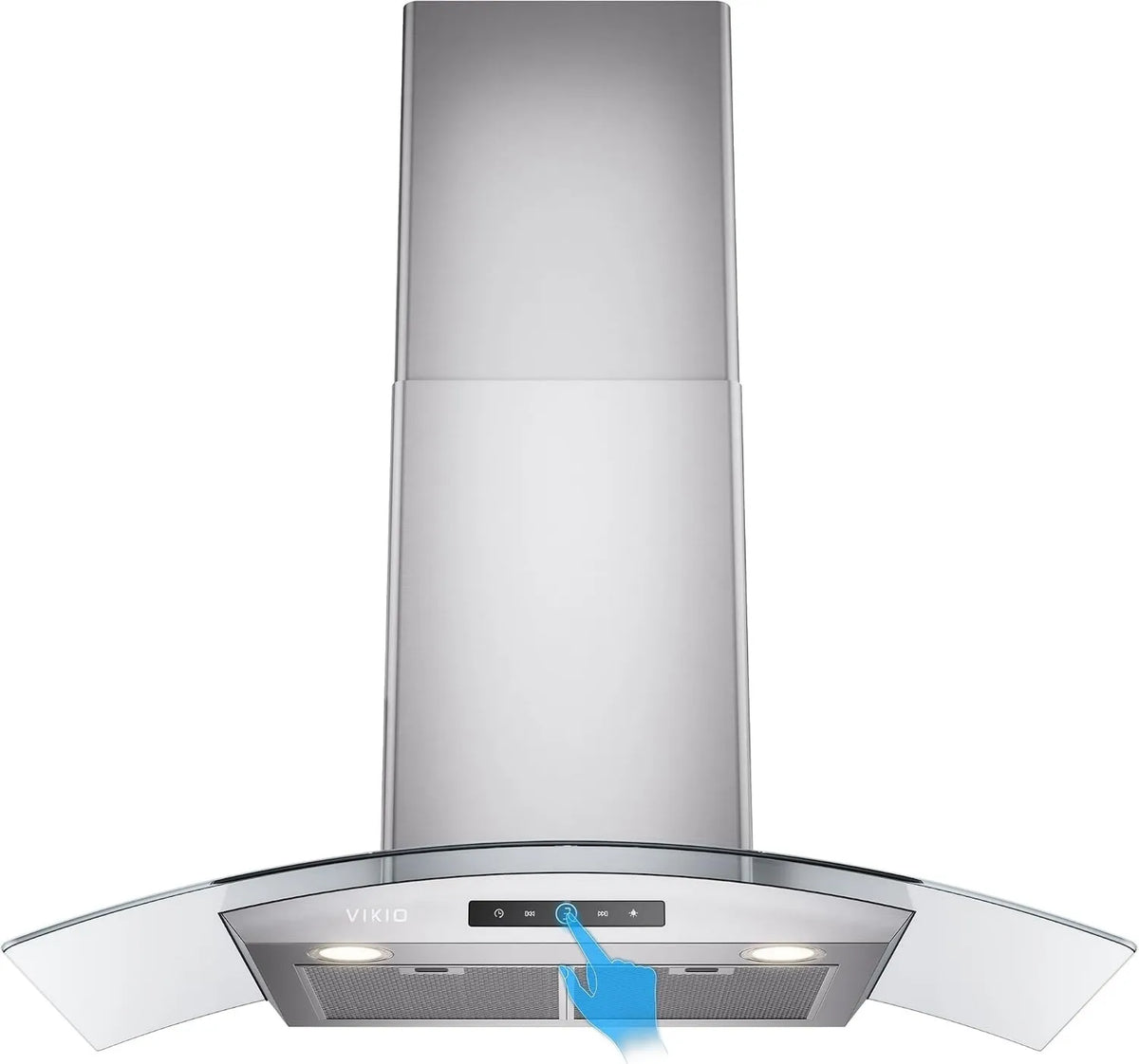 Range Hood 3-Speed, 450 CFM, 30 Inch, Touch Controls, Stainless Steel, Wall-Mountable, LED Lights, VIKIO HOME