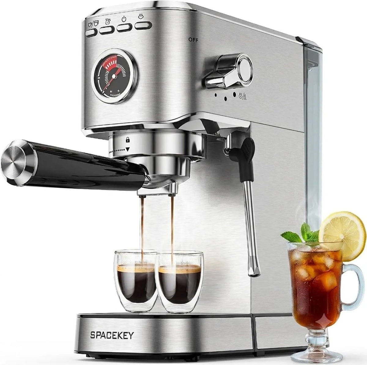 Espresso Machine, 20 Bar, 39oz, Fast Heating, Removable Water Reservoir, Stainless Steel, Compact Portable Design, Fast Heat-Up, Heat Function