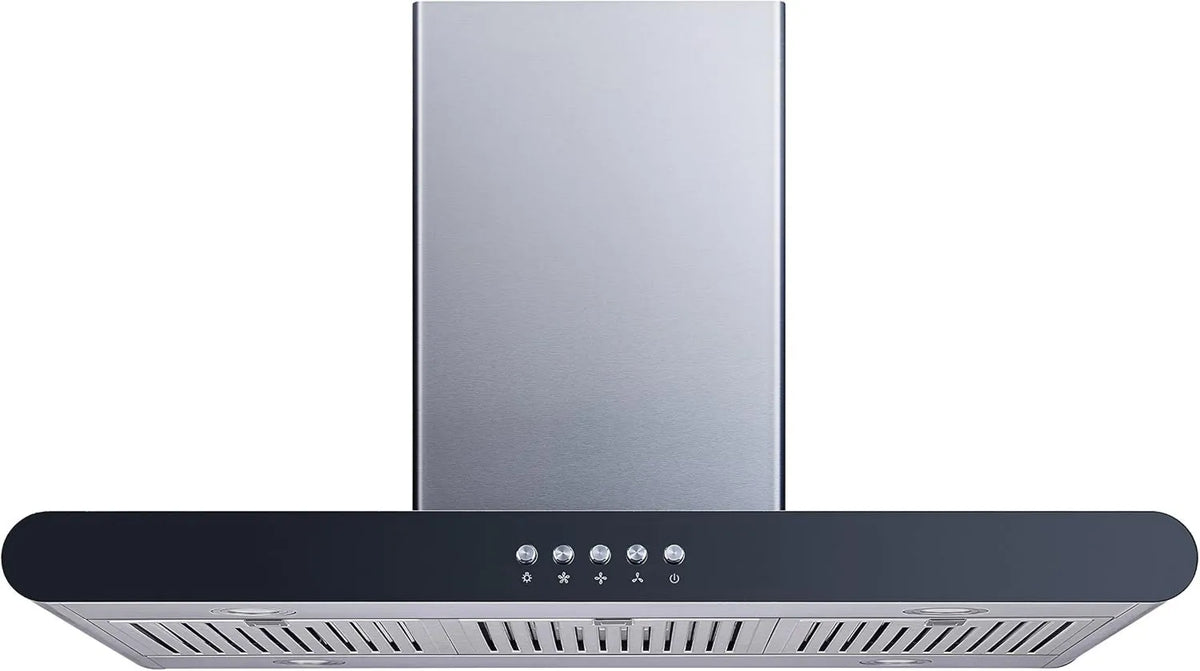 Range Hood, 36 In, Stainless Steel, Island-Mount Design
