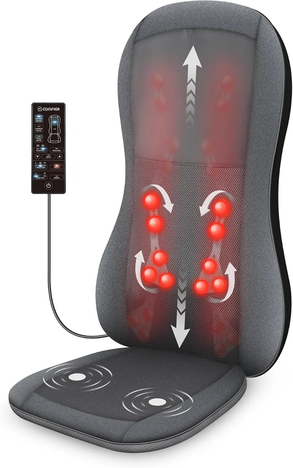 Massage Chair 2D/3D, Shiatsu Massage, Heat Function, 10 Nodes, COMFIER Shiatsu Back Massager with Heat
