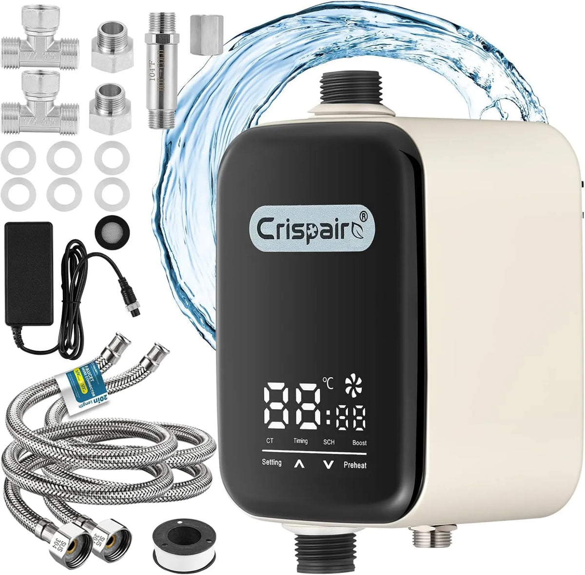 Circulator Pump Hot Water, Touch Controls, Timer, Includes 20' PEX Supply Lines, Energy Saving Solution for On-Demand Hot Water, Instant