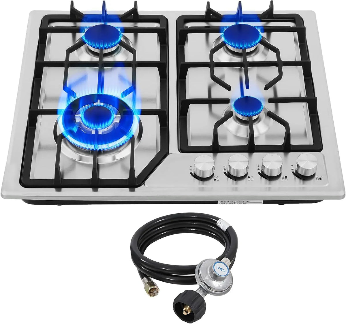 Gas Cooktop 22″x20″ Built in 20Wx22L, Stainless Steel, 4 Burners