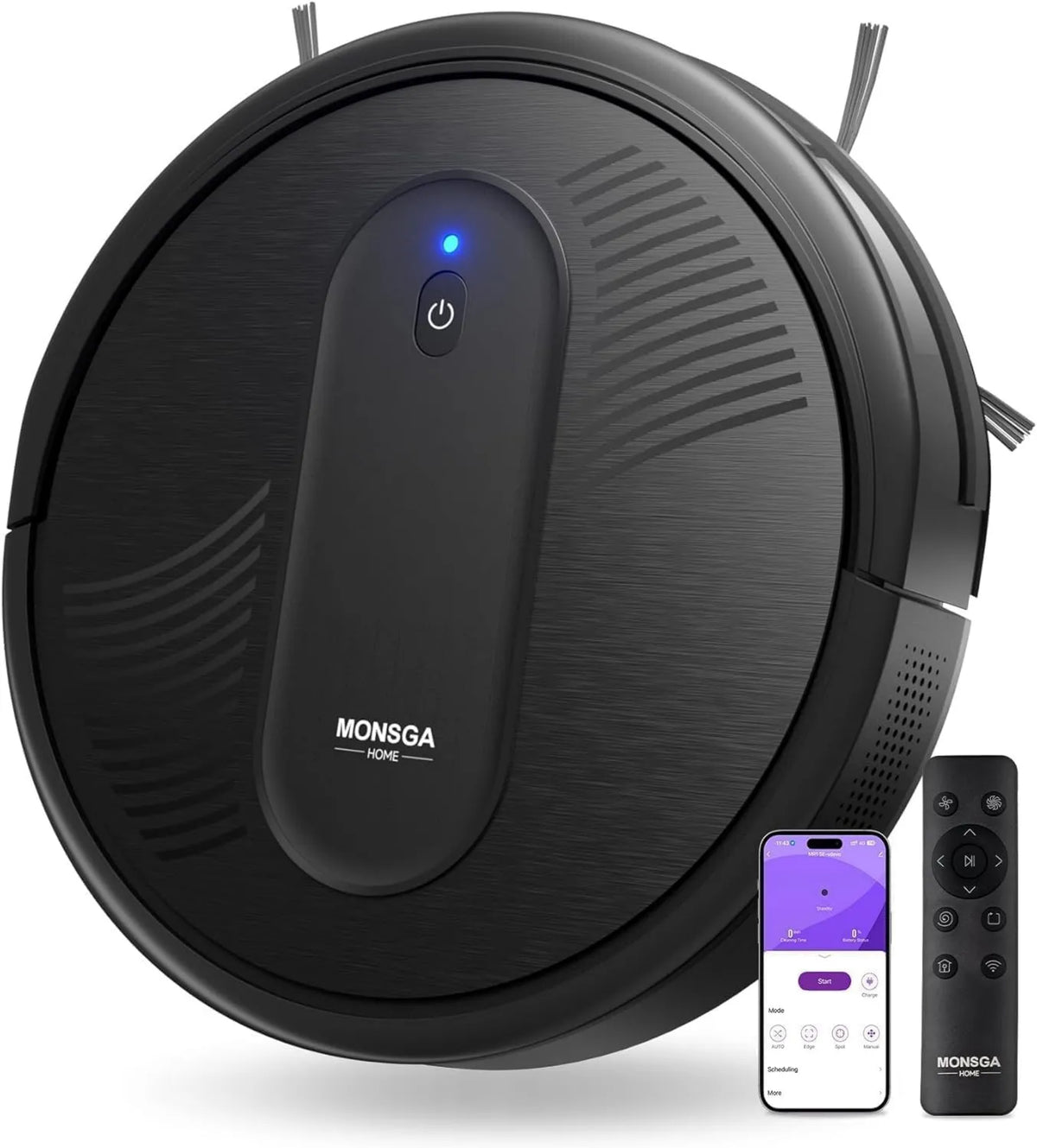 Robot Vacuum and Mop, 4000Pa, 140Min, 3.2' Super-Slim, Schedule Clean, Remote/App/Voice Control, Vacuum Suction, MONSGA