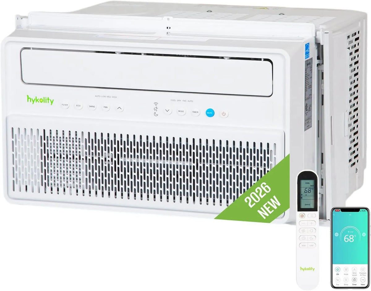 Air Conditioner 24H, Timer, 10000 BTU, WiFi, 32 dBA Ultra Quiet AC Unit, Energy Efficient Cools up to 450 Sq.Ft, Hykolity