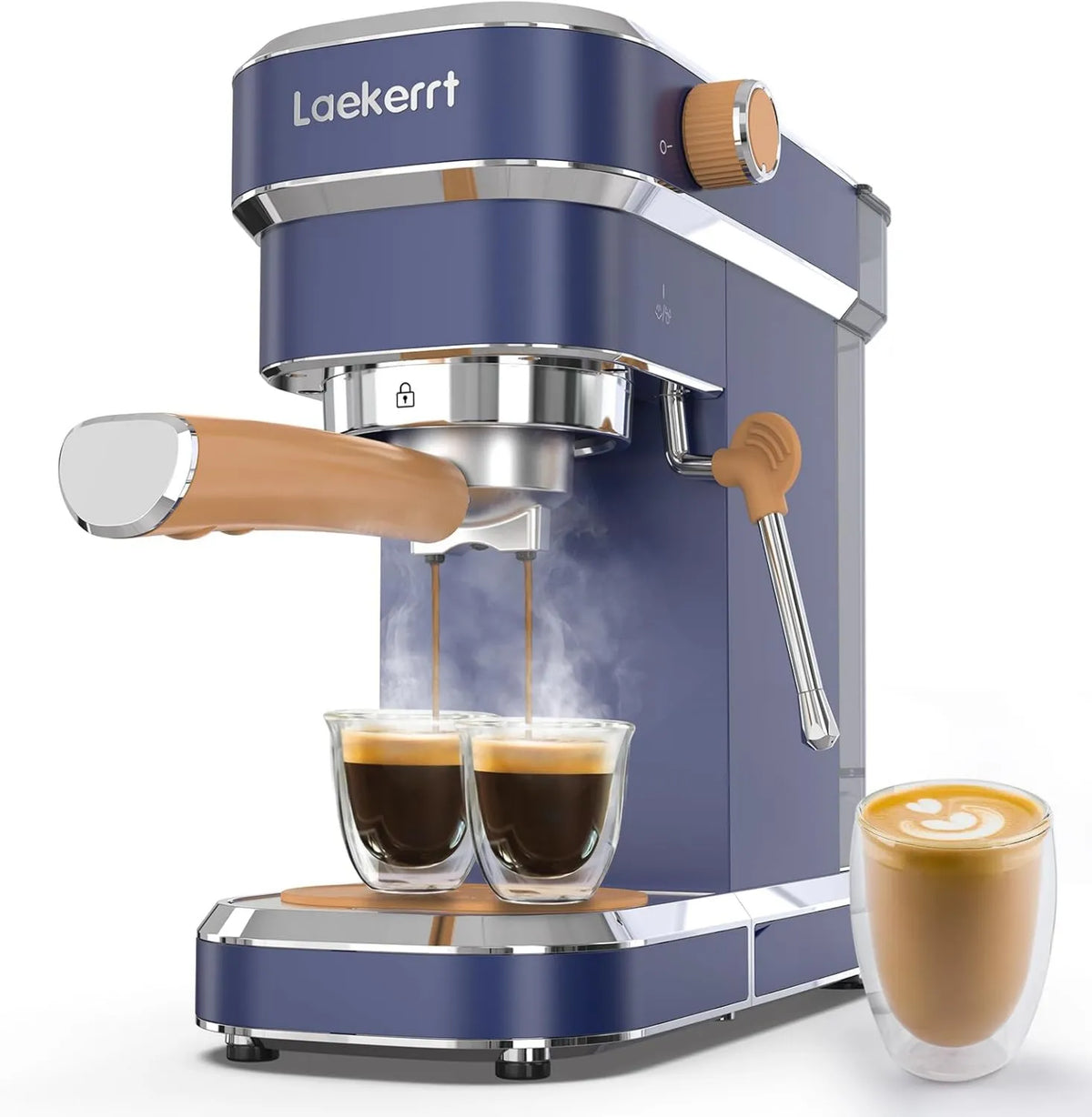 Espresso Machine Laekerrt 20 Bar CMEP01, Stainless Steel, Navy Blue, Home Expresso Coffee Machine for Cappuccino and Latte