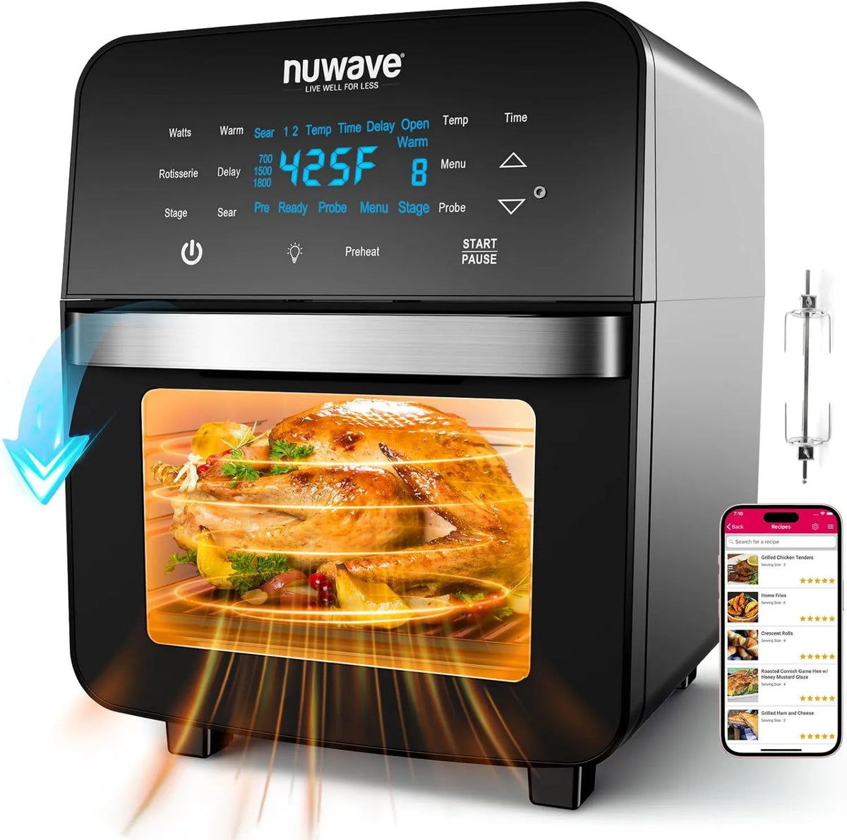 Air Fryer 15.5Qt, 1800W, Rotisserie Function, Nuwave, Powerful 1800W