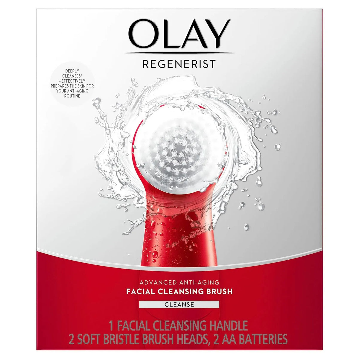 Facial Cleansing Device, Deep Facial Cleansing, Face Exfoliator with 2 Brush Heads, Olay