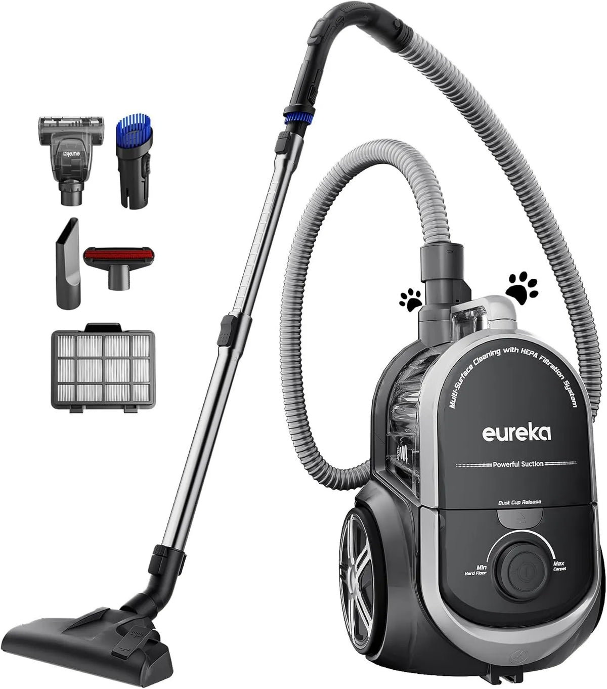 Vacuum Cleaner Bagless Canister, Eureka, Carpet, Household Floor Cleaning Appliance