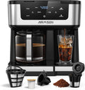 Drip Coffee Maker 12-Cup, 1000W, 60oz, 2H Keep Warm, Delay Start, Glass Carafe, Home & Office, Single Serve Machine for K-Cup Pods & Ground, AIRMSEN