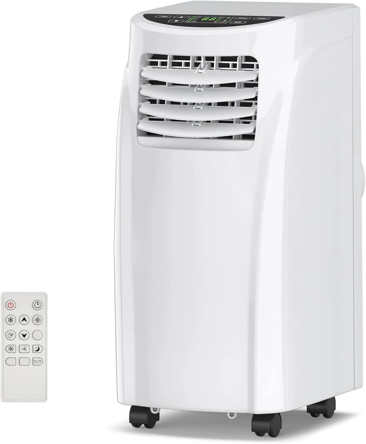 Air Conditioner 8000 BTU, Remote Control, Compact Portable Design, Wall-Mountable, 4 Caster Wheel, Sleep Mode and 2 Fan Speed, COSTWAY