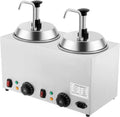 Commercial Double Sauce Warmer And Dispenser, 2.64 Quart, Adjustable Temperature, Commercial-Grade Design