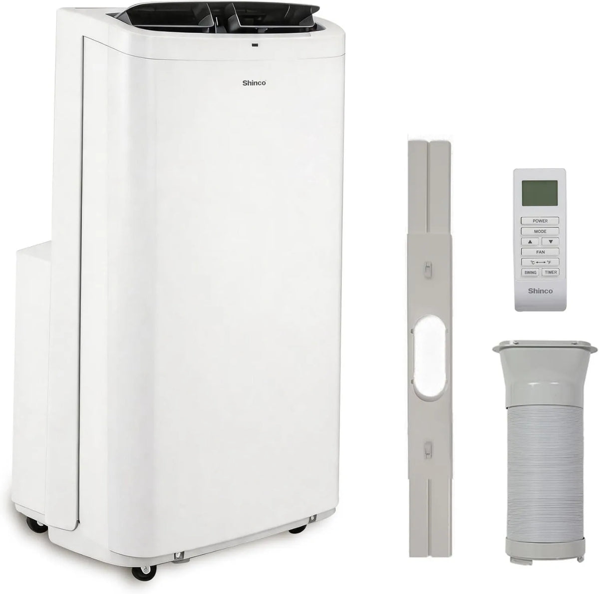 Air Conditioner Shinco 14000 BTU White Portable, Remote Control, Compact Portable Design, Portable AC Unit with Built-in Cool, Installation Kit