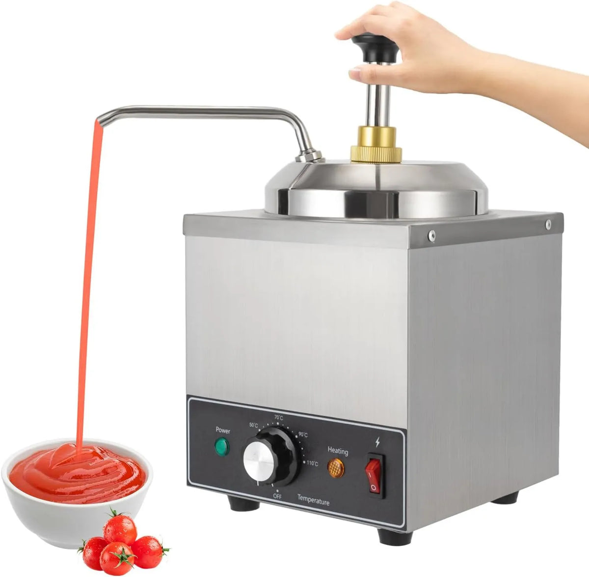 Stainless Steel Chocolate Dispenser 2L/2.1Qt, 650W, Single Pump, Commercial-Grade Design