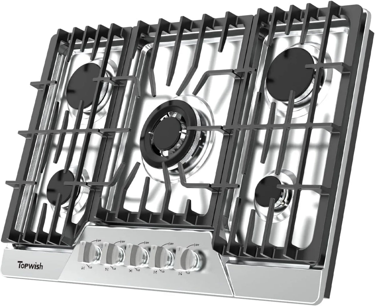 Gas Cooktop, 30 Inch, 5 Burner, Liquid Propane, Sealed-Burner Countertop Cooking Surface