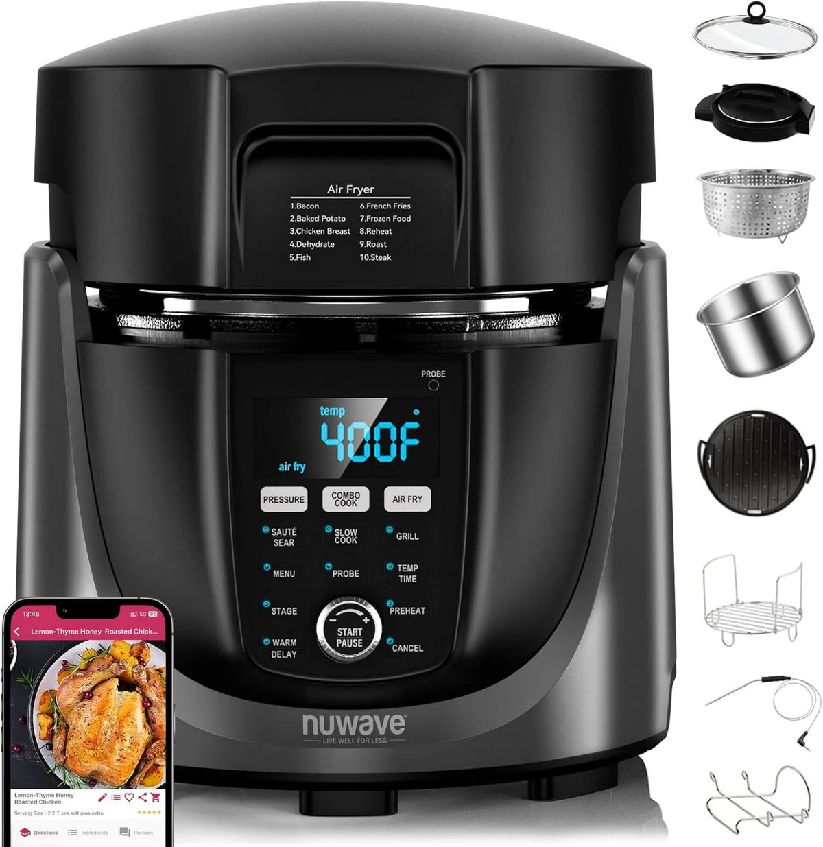Air Fryer Duet Electric Pressure Cooker & 450-in-1, Nuwave