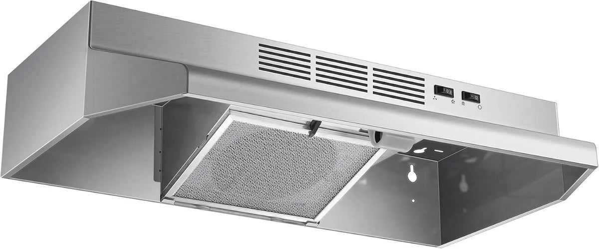 Range Hood, 400 CFM, 30 inch, 2 Speed, Stainless Steel, Rocker Switch Control, Multiple Venting Options