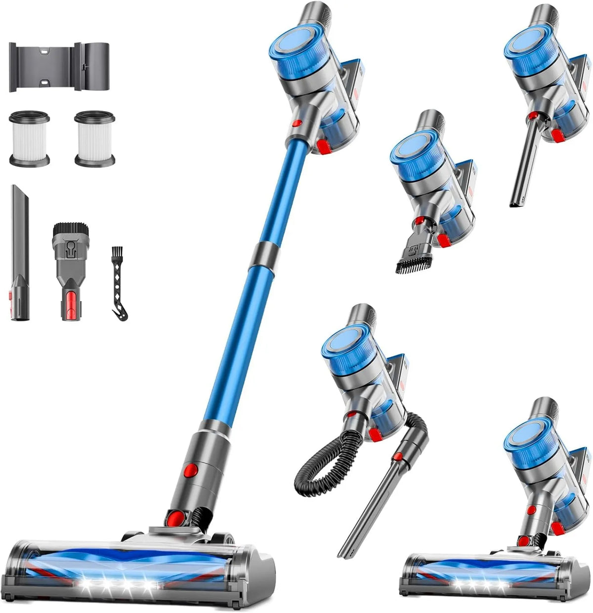 Cordless Stick Vacuum 6-in-1, Cordless Design, Rechargeable, 45 Mins, 6-in-1 Lightweight Handheld Vacuum