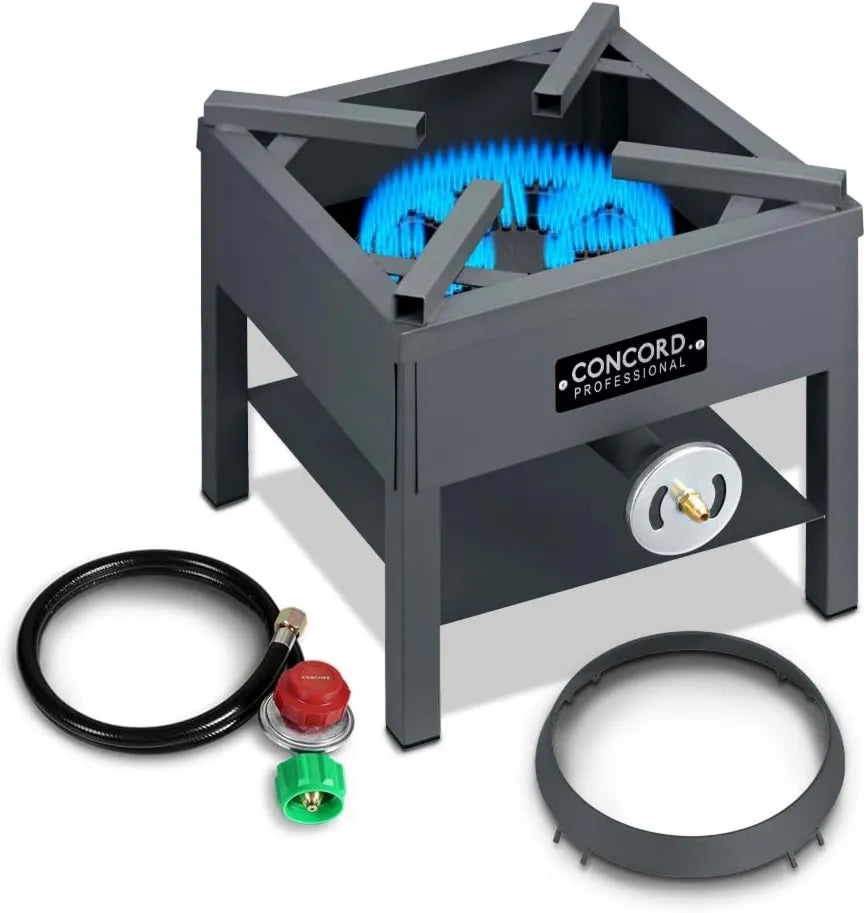 Single Banjo Wok Burner With Stand, 270000 BTU, Wok Stir Fry, Great for Home Brewing, Concord