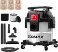 Vacuum Cleaner, 5 Gallon, Stainless Steel, Wet-to-Dry Use, ECOMAX