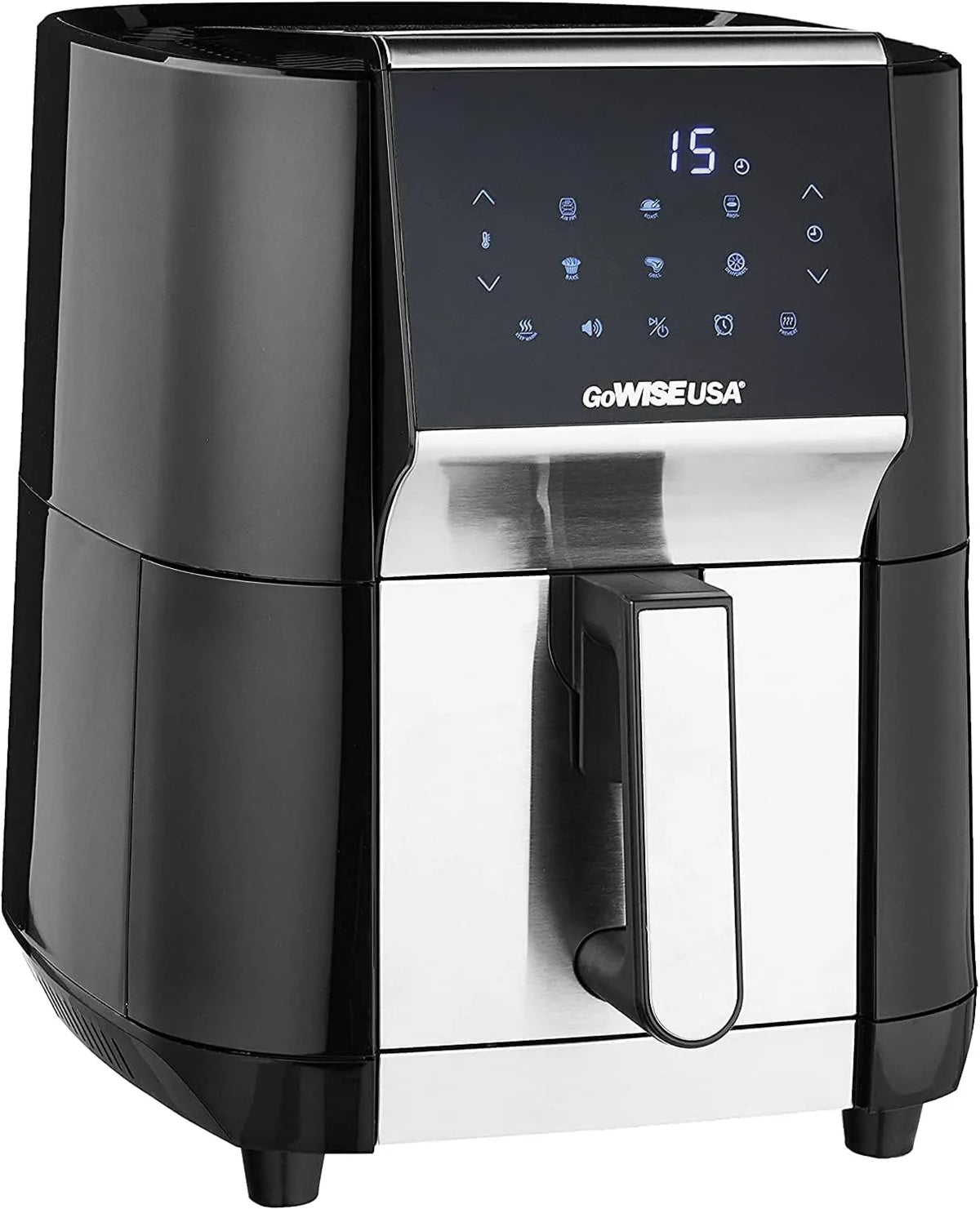 Air Fryer 7-Quart, Black/Stainless Steel, Touch Controls, GoWISE