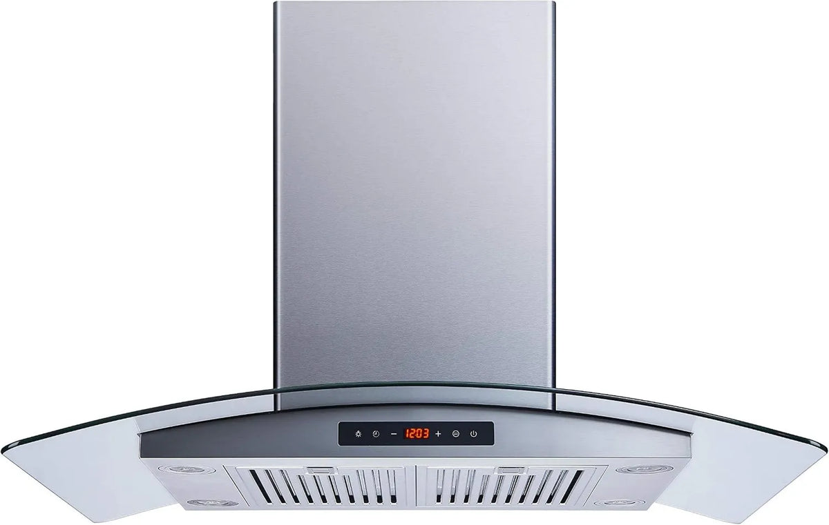 Range Hood, 600 CFM, 36 In, Touch Controls, Stainless Steel, Island-Mount Design