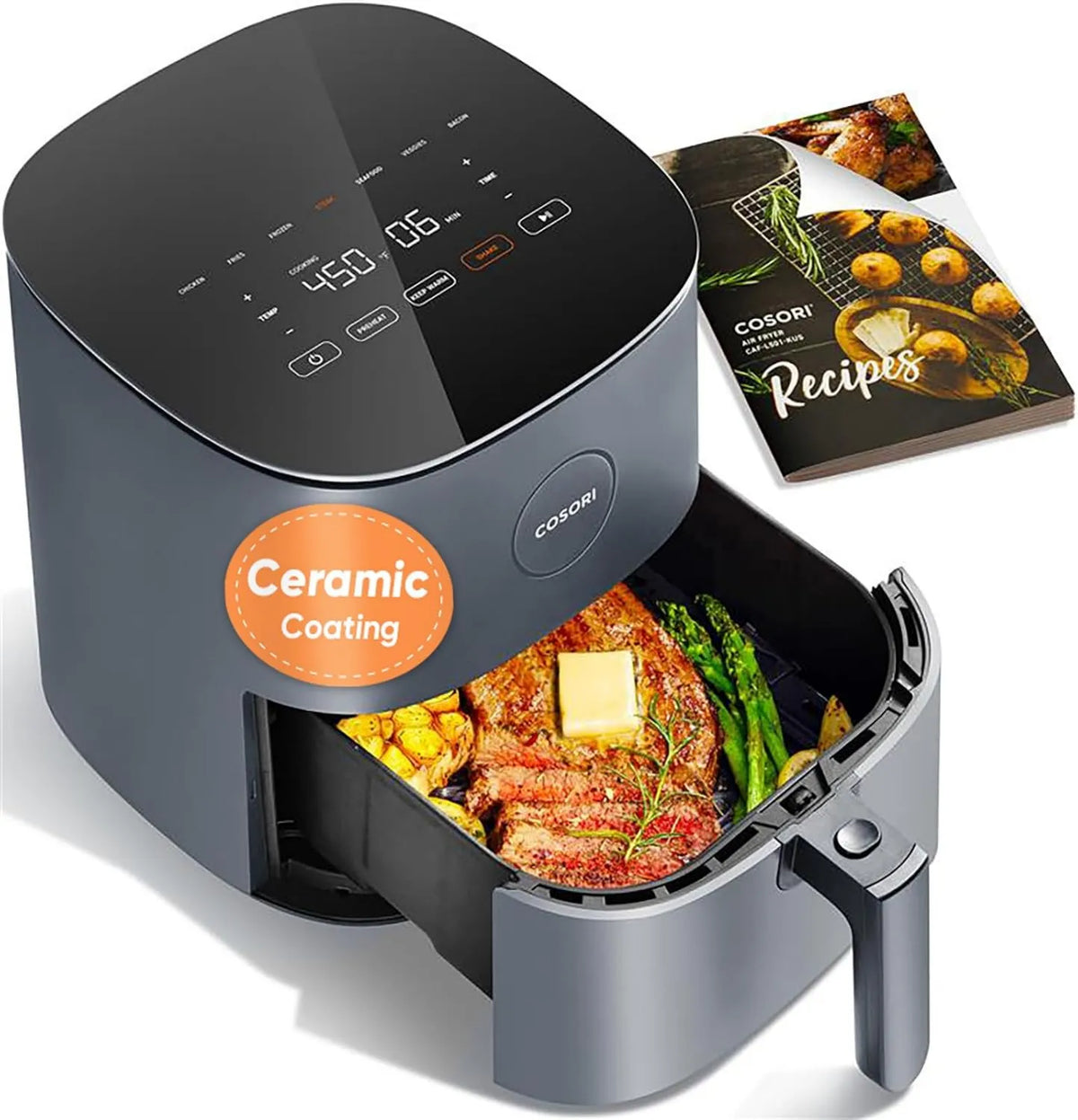 Air Fryer 9-in-1, 5 Qt, Shake Reminder, Ceramic Coating, Ceramic Technology, Cosori