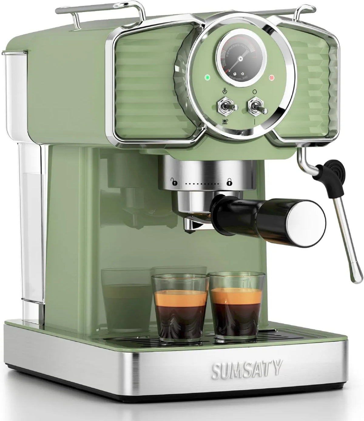 Espresso Machine 20 Bar, SUMSATY, Green, Countertop Coffee Maker with Pressure Brewing
