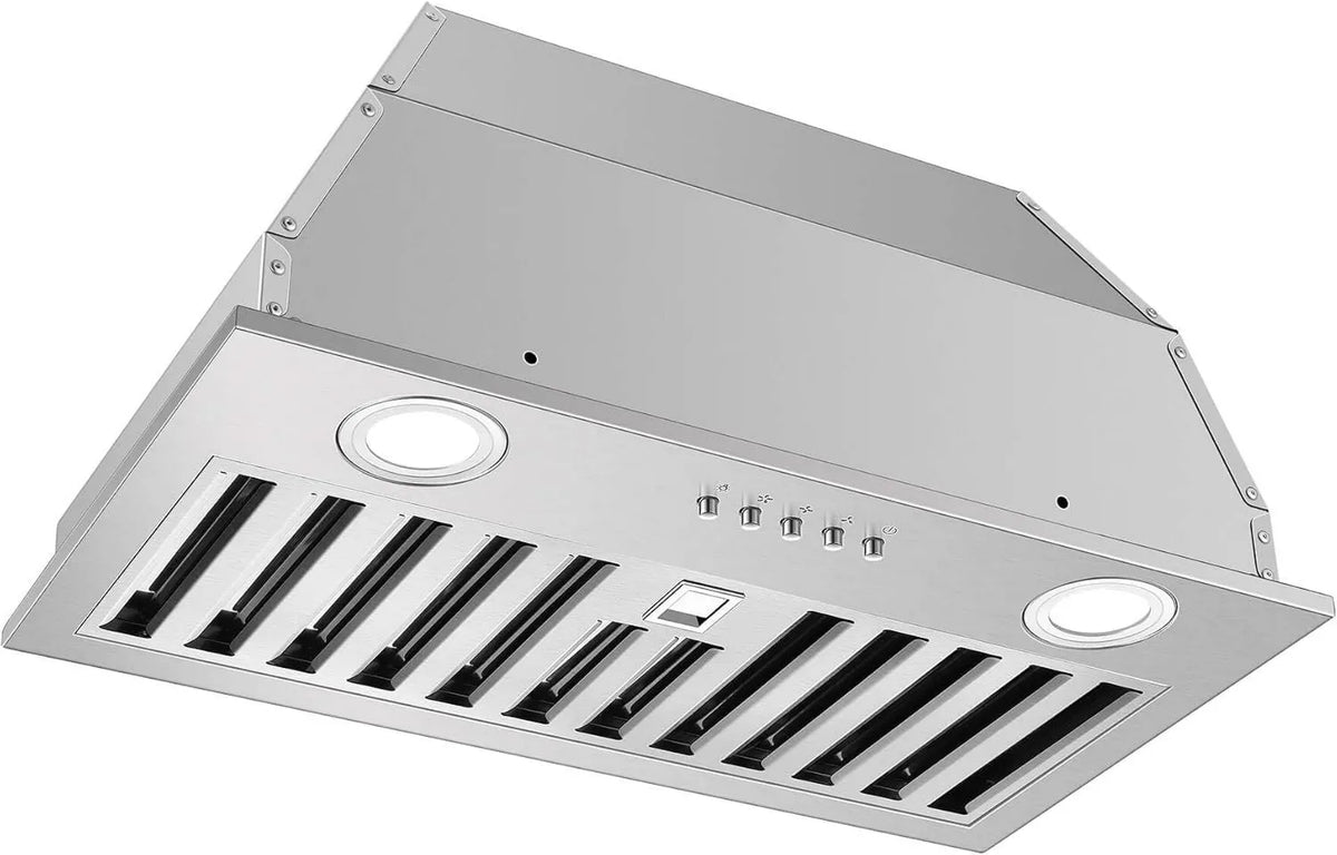 Range Hood 3-Speed, Stainless Steel, Built-In Installation, 600 CFM, 20 Inch, 3-Speed & Dual LEDs Efficient Lighting, JOEAONZ