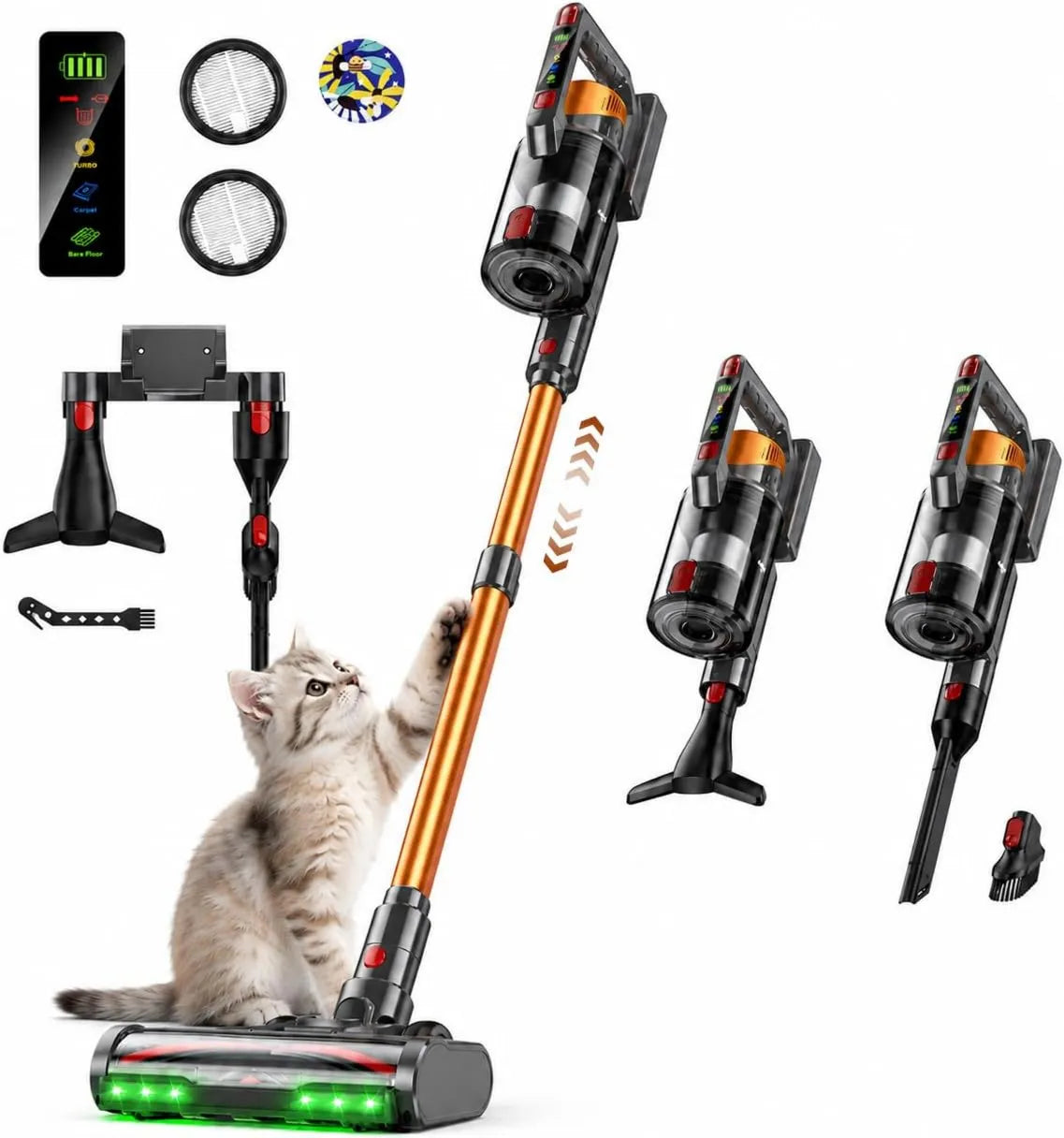 Cordless Stick Vacuum 70-Mins, 650W, 55KPa, Cordless Design, TechRise