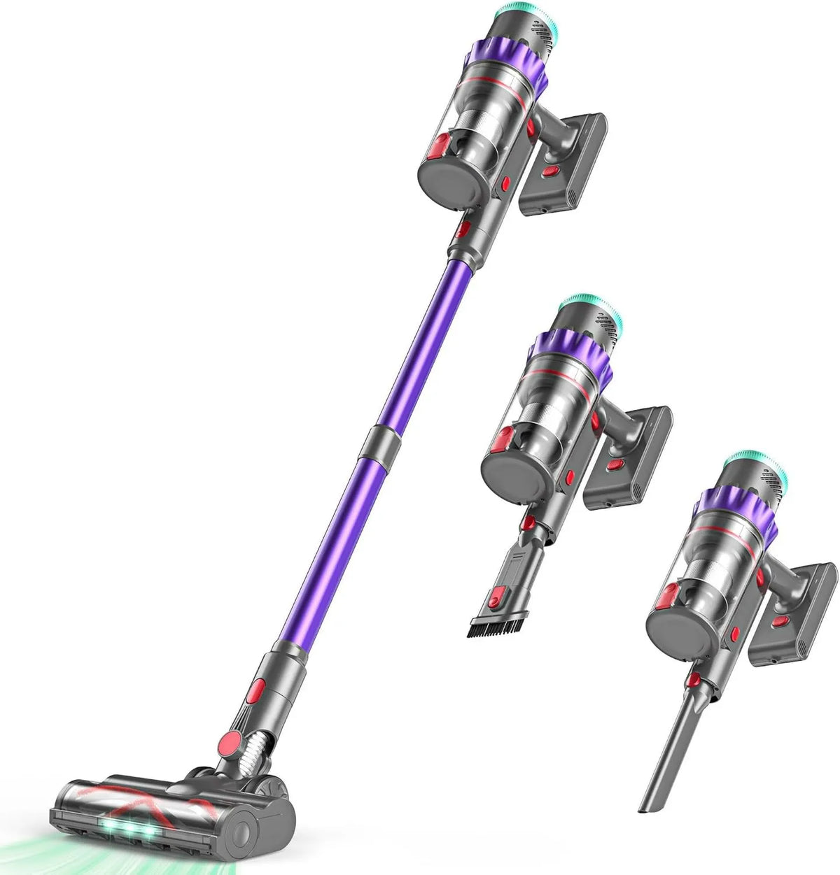 Cordless Stick Vacuum, 550W, 48kPa, 60 Mins, Cordless Design, Rechargeable, Anti-Tangle Brush, Stick Vacuum with Intelligent Display