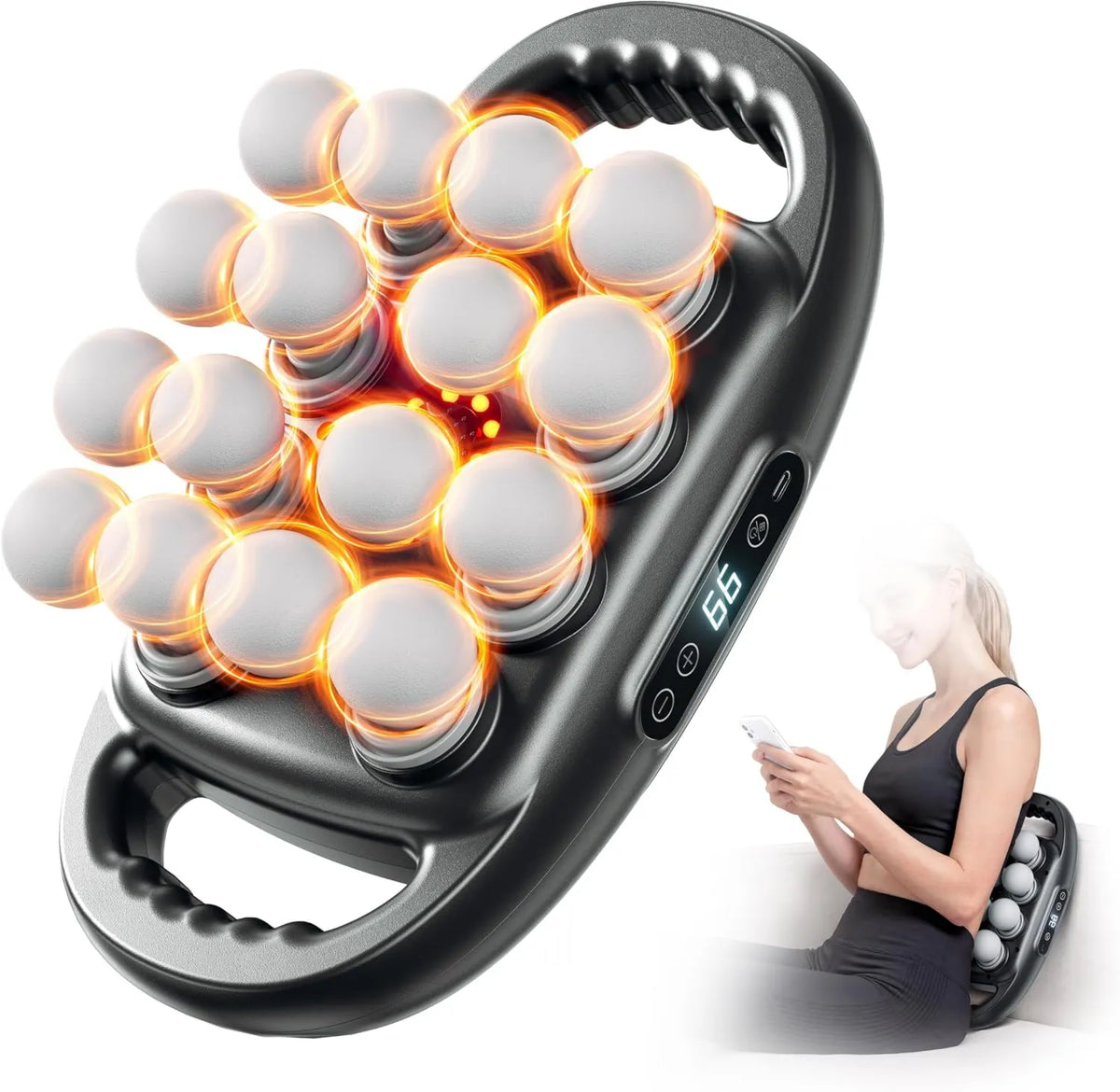 Percussion Massage Gun 16-Head, 9 Modes, 99 Intensity Levels, Deep-Tissue Massage