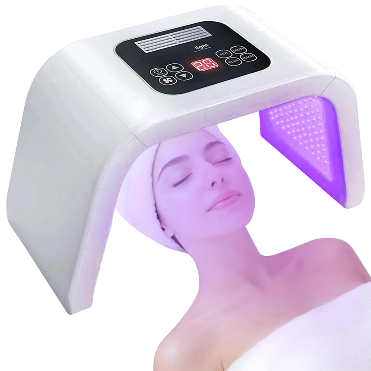 LED Light Therapy Device, 7-in-1, Fxtiaa LED-Face-Light-Therapy, Grey White