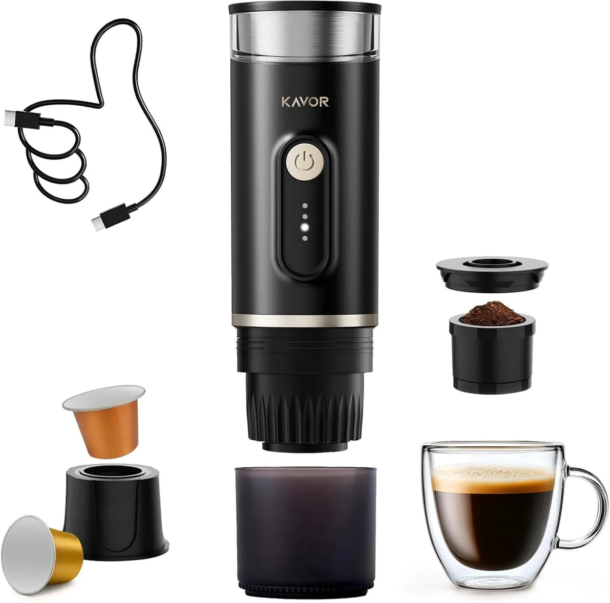 Drip Coffee Maker 2-in-1, Compact Portable Design, Portable Espresso Machine
