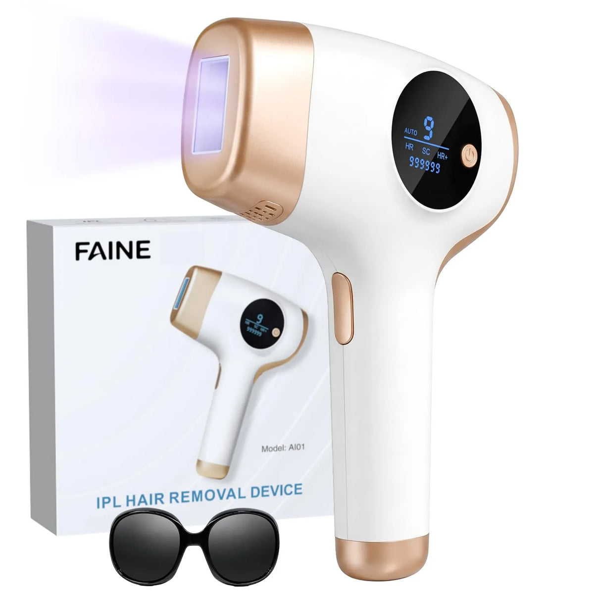 IPL Hair Removal Device 3-in-1, 999999 Flashes, For Women and Men, For Face and Body, At-Home Use, Laser Hair Reduction, For Bikini Area, Faine