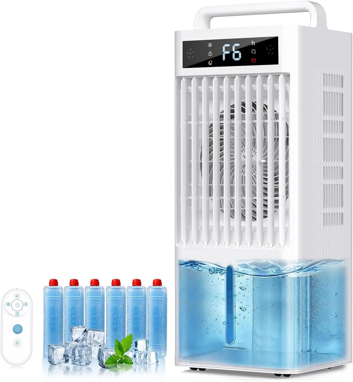 3-Gals, Timer, Compact Portable Design, 16FT, 38db, 2 Modes, 6 Speeds, 3-Gals Tank for 20H Cooling, Portable Air Conditioners Fan, No Hose Needed