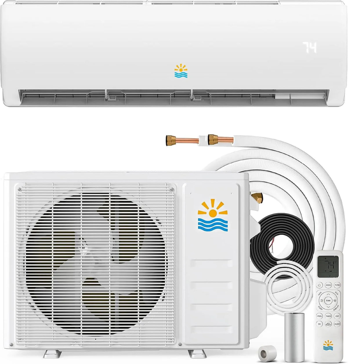 Ductless Mini Split System Rellytech 11500 BTU SEER2, 17 SEER2, Heat Function
