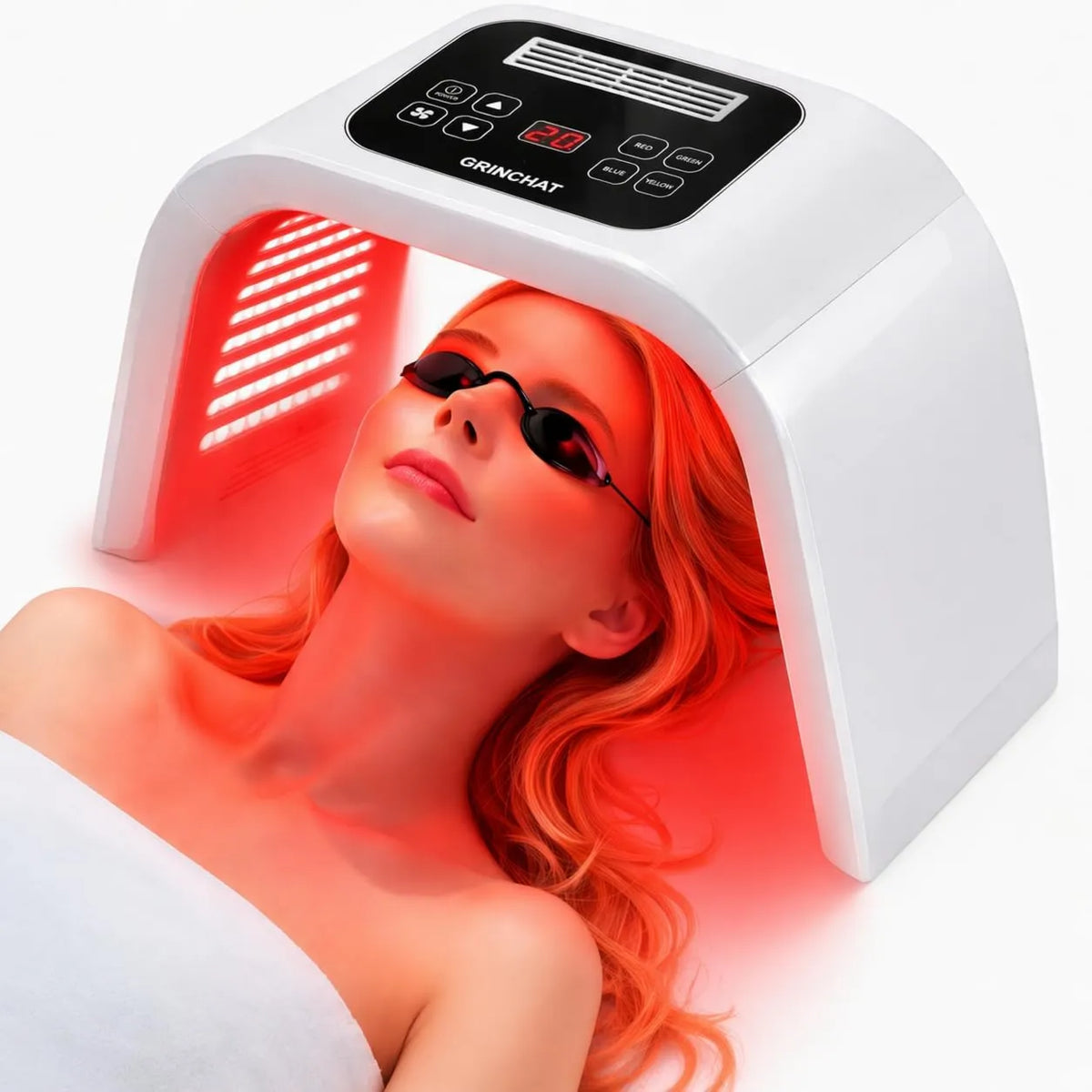 LED Light Therapy Device 850nm, At-Home Use, Infrared Technology, Red Light Therapy, Heat Function, For Face and Body, GRINCHAT