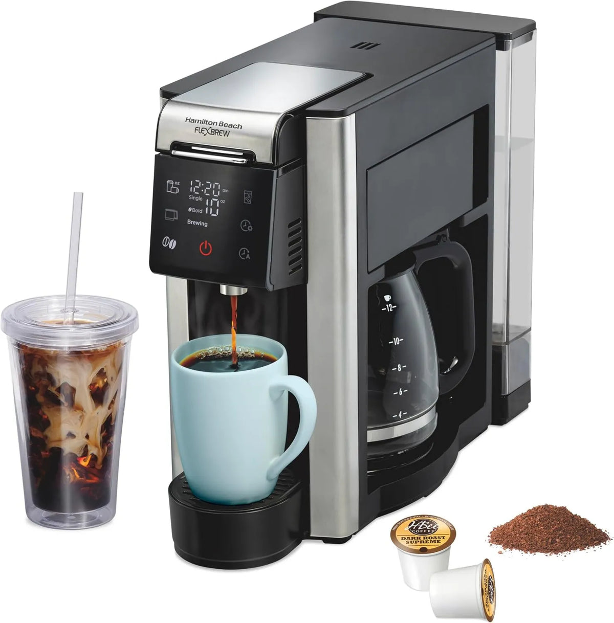 Hamilton Beach Flexbrew Advanced 5-in-1 Drip Coffee Maker, Single-Serve Brewing