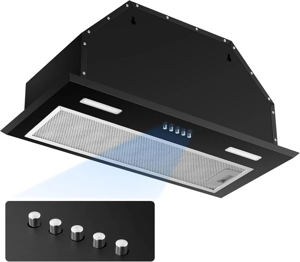Range Hood 3-Speed, 353 CFM, 24Inch, 3-Speed Vent Hood with Push Button Control LED Lights, Metal Filter, Compact Kitchen, Suitable for Home kitchen