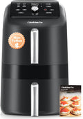 Air Fryer PFAS-Free Nonstick, 12QT, 2 Baskets, Nonstick Interior, Compact Portable Design, Heat Function, Ash Black, Dishwasher-Safe