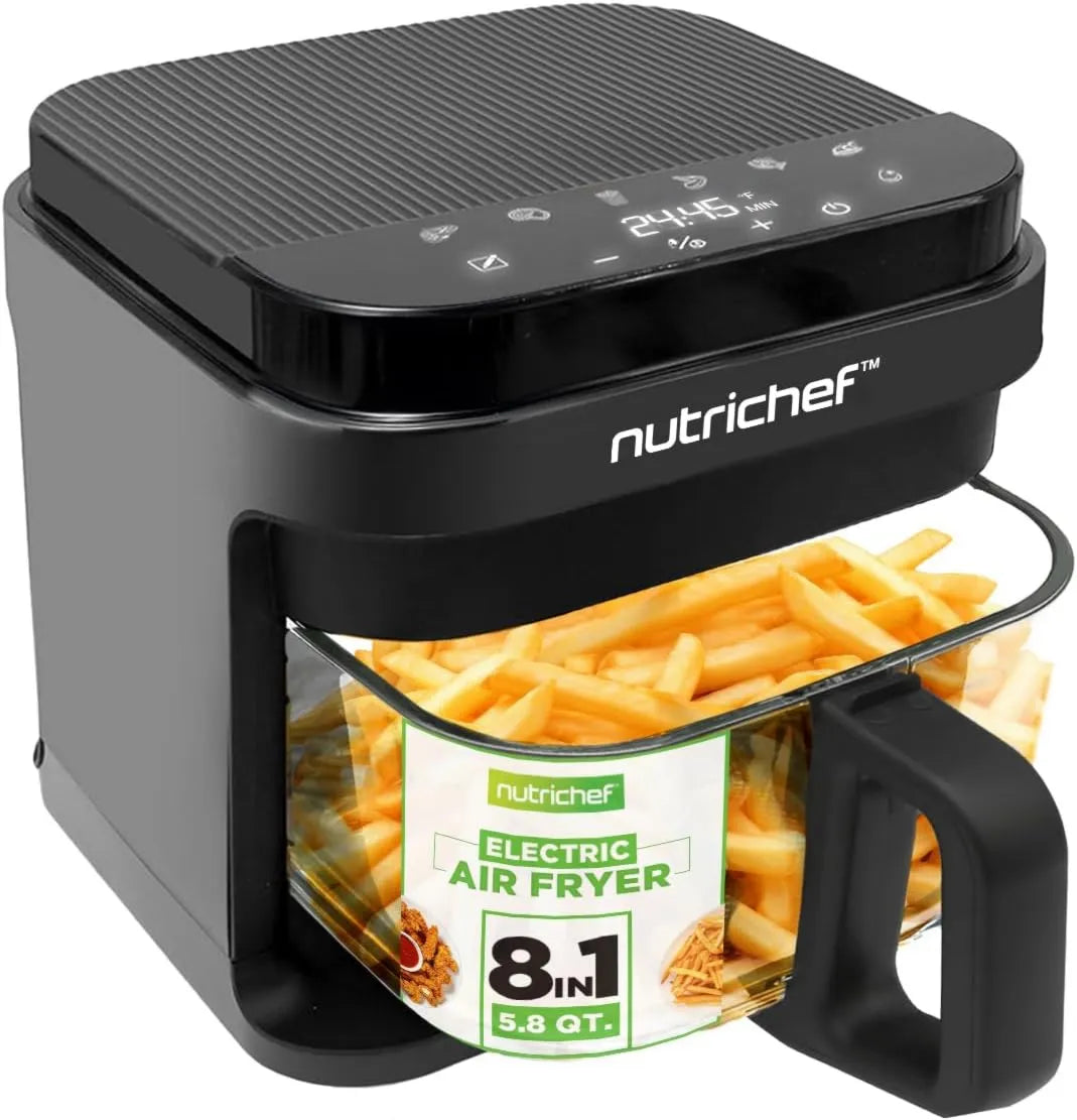 Air Fryer, 5.8 Quart, 8-1 Preset Cook Modes, Precise Temperature Control & Time, Cook Shrimp, Chicken & More, Adjustable Temperature