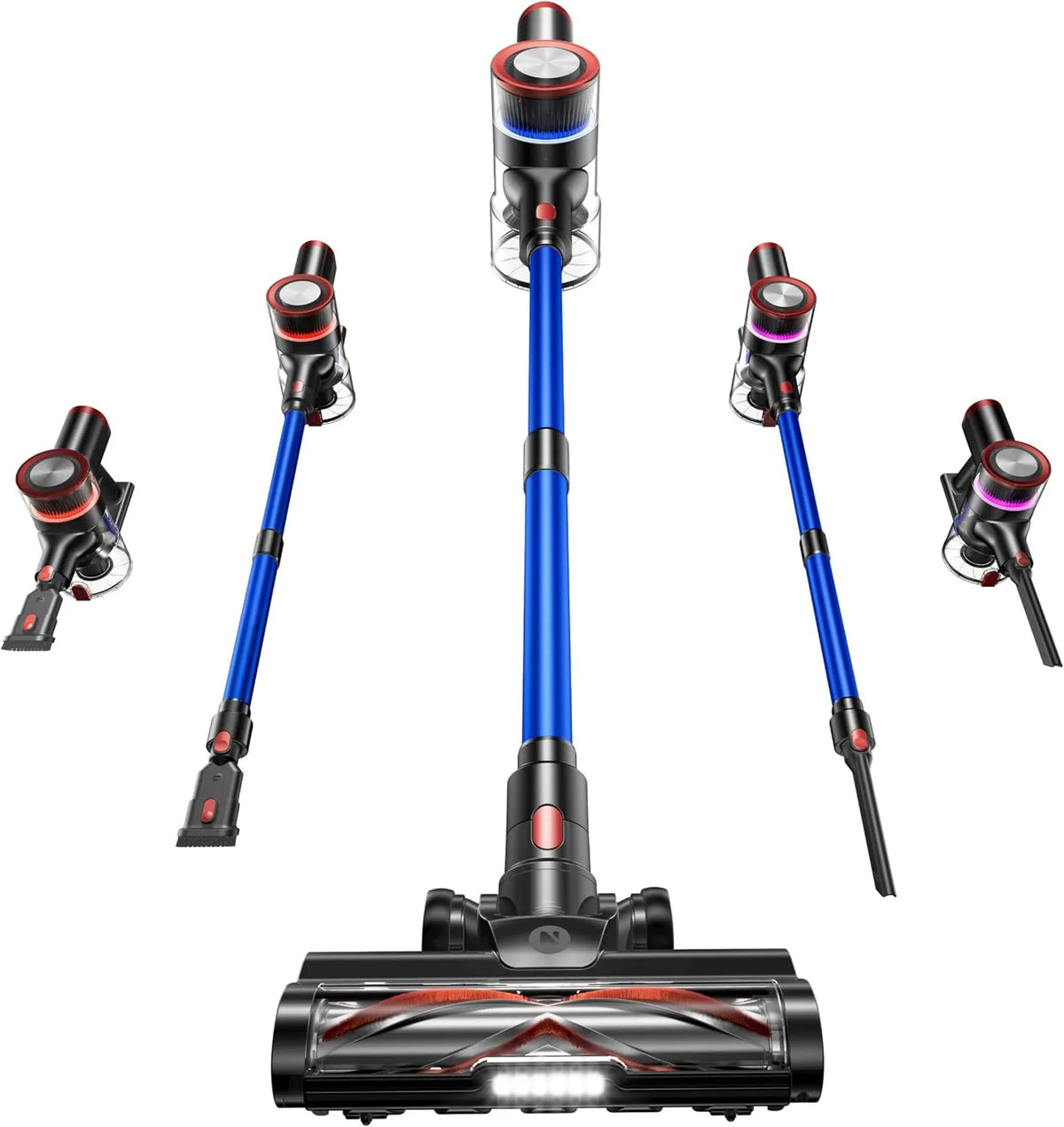 Cordless Stick Vacuum 45Kpa, Cordless Design, Anti-Tangle Brush, 550W, 65Mins, 8-in-1, 8-in-1 Lightweight Vacuum for Hardwood Floor/Carpet/Pet Hair