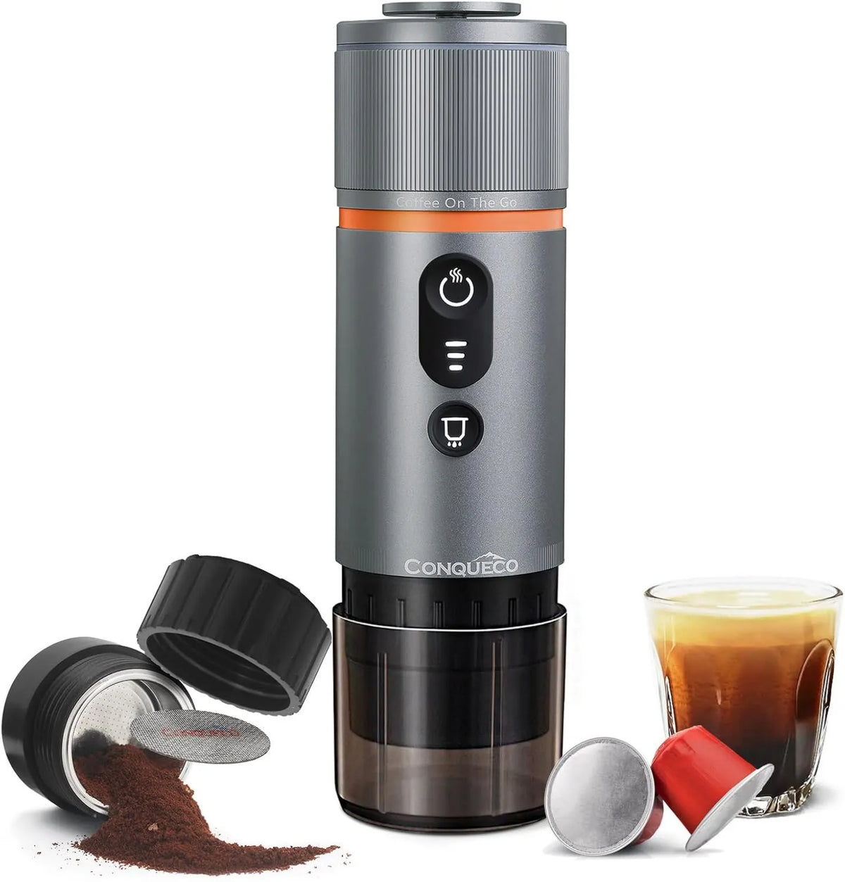 Drip Coffee Maker Self-Heating Portable Espresso Machine: Travel 13500mAh, 12v, Compact Portable Design, Fast Heat-Up, Heat Function, CONQUECO