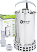 Utility Water Pump Expert 1HP 4000GPH, Oil-Free Top Discharge Water Removal for Basements, Hot Tubs & Drainage Pits, Stainless Steel, Green